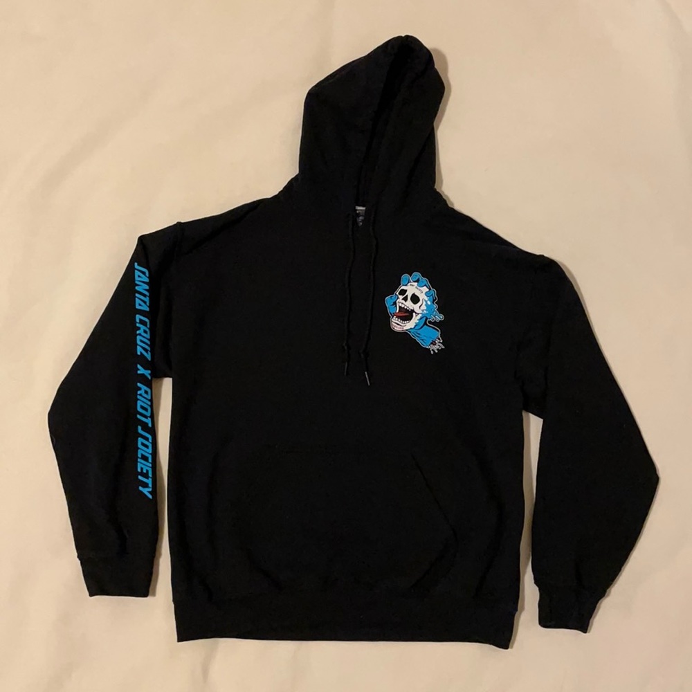 Riot Society x Santa Cruz Screaming Skull Hand Mens Hoodie - Black / M
